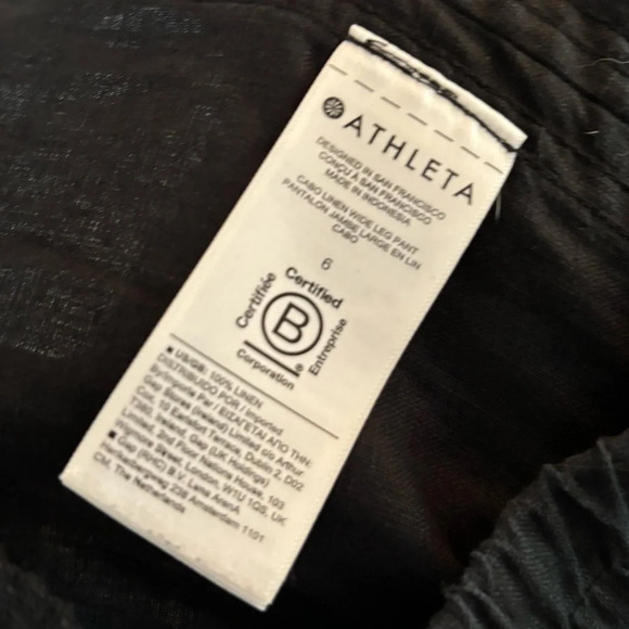 Athleta Cabo Linen Wide Leg Pant, BLACK SIZE 6 - Picture 6 of 7